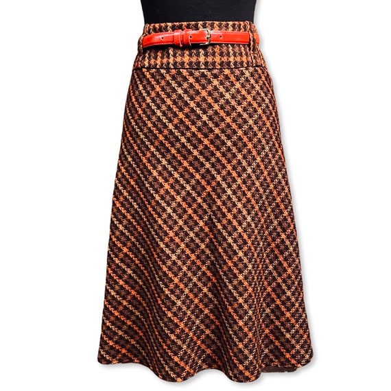 Vintage 1970s Plaid Skirt, 70s full skirt, 70s pl… - image 5