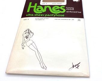 Vintage 1980 Hanes pantyhose, Hanes size b vintage nylons, vintage sheer pantyhose