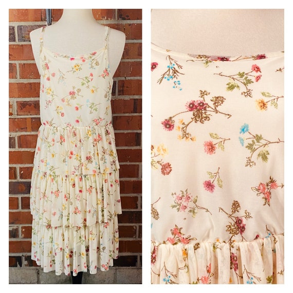 Vintage 1990s Layered Floral Dress | 90s layered … - image 2