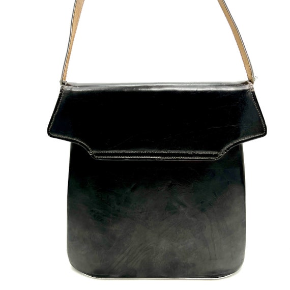 Vintage 1960s Black and Silver Mod Handbag, 60s u… - image 9