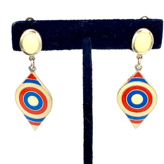 Vintage 1960’s MOD Enamel Earrings, Pierre Cardin… - image 3