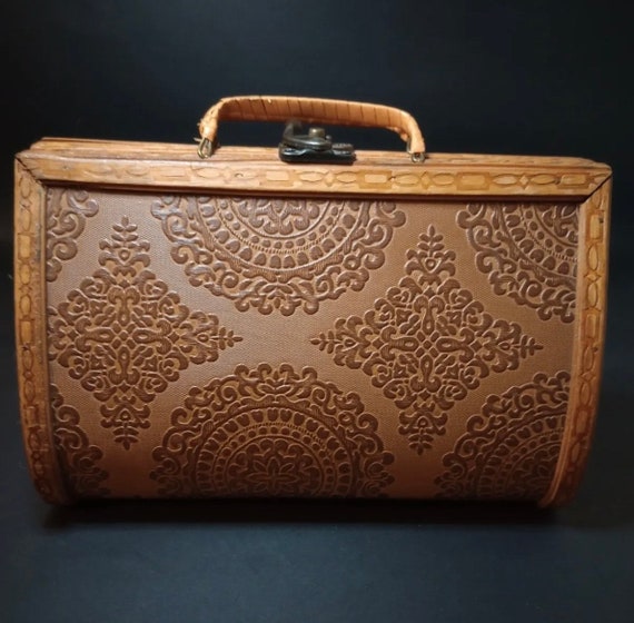 Vintage 1940s boho Box Bag Purse, 1940s wood rattan a… Gem