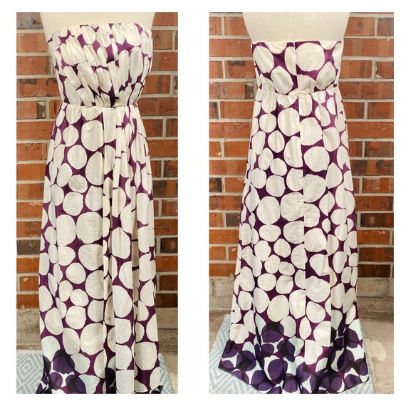 Vintage 70s size 12 Cotton Maxi Dress, Boho 1970s