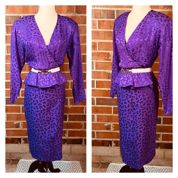 Vintage 1980's does 1940s Silk Butterflies Dress |