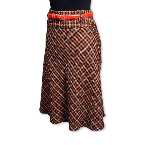 Vintage 1970s Plaid Skirt, 70s full skirt, 70s pl… - image 3