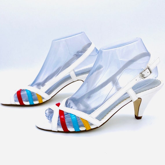 Colorful Rainbow vintage 1970s Fioni Slingback Op… - image 7