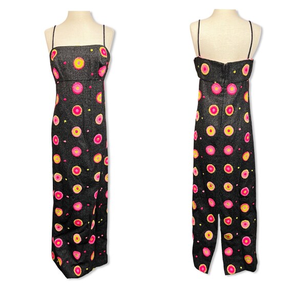 Vintage 1960s Embroidered size 6 Mod Maxi Dress, … - image 2