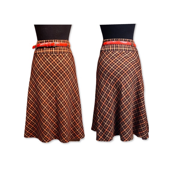 Vintage 1970s Plaid Skirt, 70s full skirt, 70s pl… - image 1