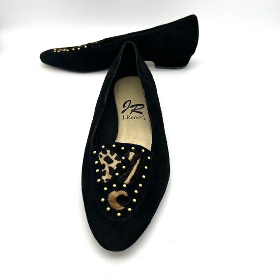 Vintage 1980s black gold and animal print loafer … - image 6