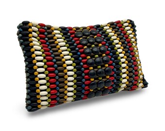 Vintage 1940s Beaded Clutch Handbag, multicolored composite bead handbag, Czechoslovakian clutch purse, mod clutch