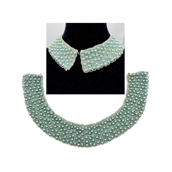 Vintage 1950s turquoise collar, 50s detachable col