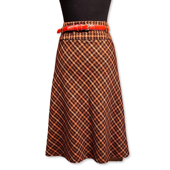 Vintage 1970s Plaid Skirt, 70s full skirt, 70s pl… - image 9