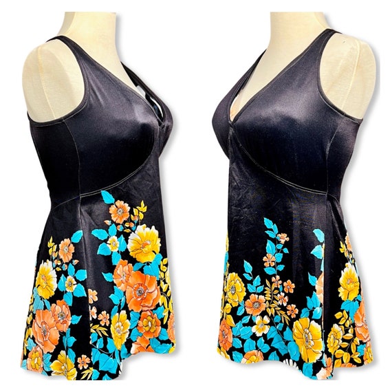 Vintage 1970s plus size Swimsuit, 70s skirted swi… - image 3