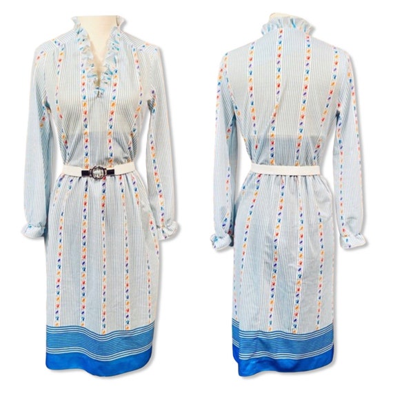 Vintage 1970s secretary dress, 70s ruffle dress, … - image 6