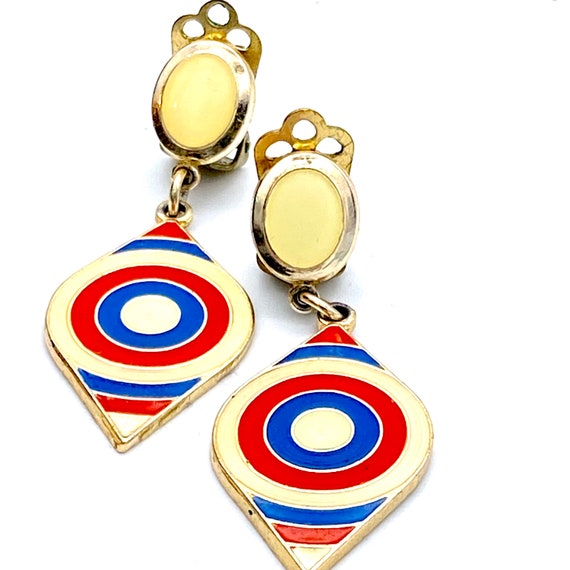 Vintage 1960’s MOD Enamel Earrings, Pierre Cardin… - image 5