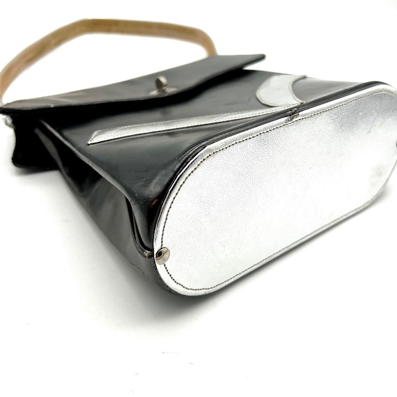 Vintage 1960s Black and Silver Mod Handbag, 60s u… - image 7