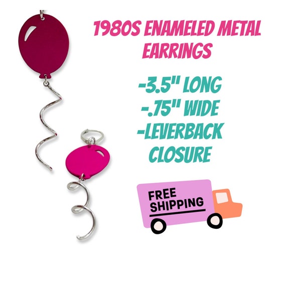 Vintage 1980s Novelty Earrings, 80s balloon earri… - image 4
