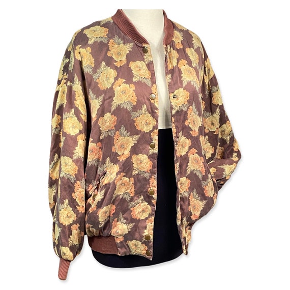 Vintage 1990s Saks Fifth Avenue Silk Bomber Jacke… - image 3