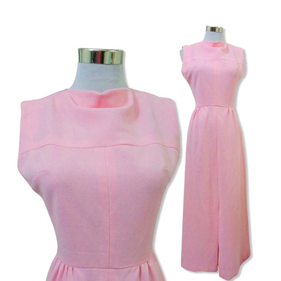 Vintage 1960s size 8 pink Hostess Maxi Dress, 60s… - image 4