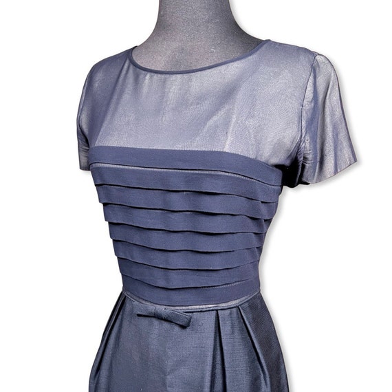 Vintage 1950s Sheath Dress, 50s navy blue wiggle … - image 6