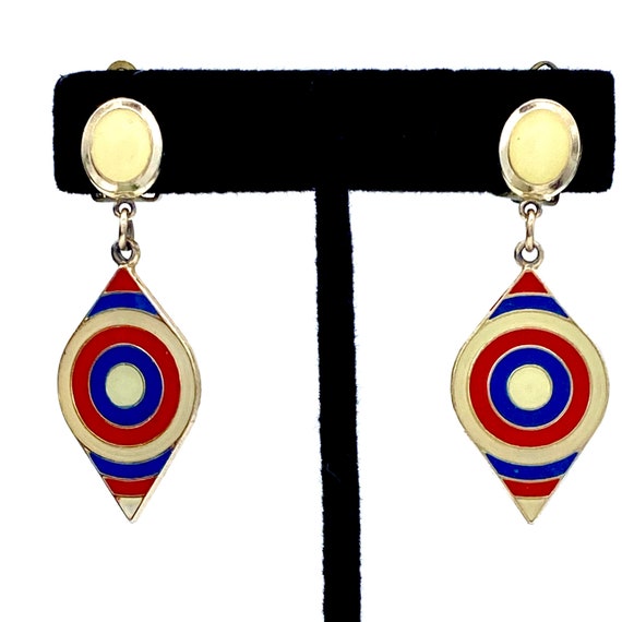 Vintage 1960’s MOD Enamel Earrings, Pierre Cardin… - image 8