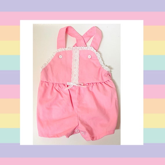 Vintage 1970s BusterBrown Pink Baby Girl Romper  … - image 1