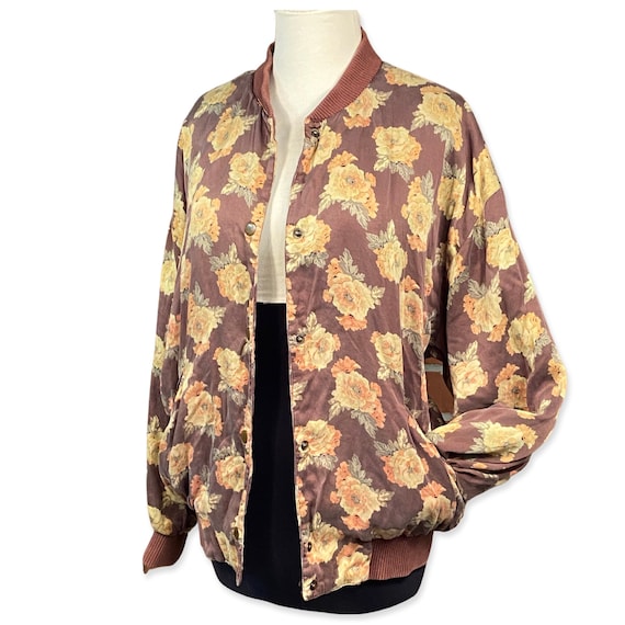 Vintage 1990s Saks Fifth Avenue Silk Bomber Jacke… - image 1