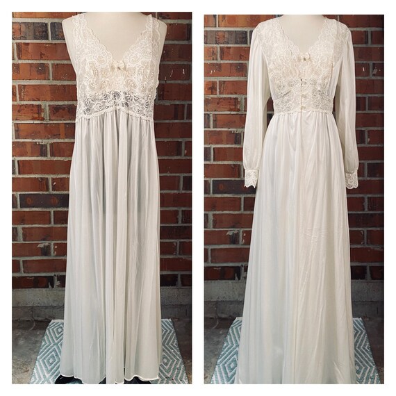 1960s Night Gown and Duster | Size L Vintage Brid
