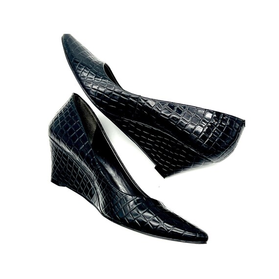 nine west black wedge heels