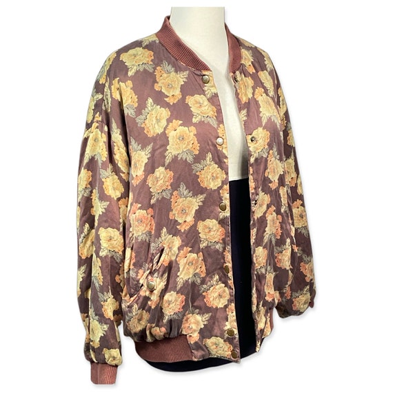 Vintage 1990s Saks Fifth Avenue Silk Bomber Jacke… - image 9