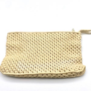 Vintage 1970 boho handbag, 70s hippie macrame clutch bag, cute 70s hipster macrame clutch, 70s macrame purse image 2