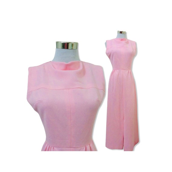 Vintage 1960s size 8 pink Hostess Maxi Dress, 60s… - image 1