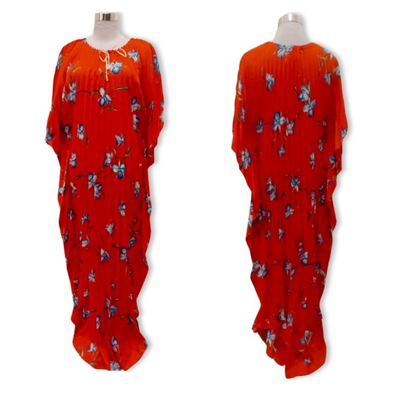 Vintage 1970s Caftan, 70s pleated caftan, Hawaiia… - image 3