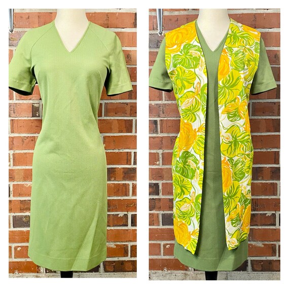 Vintage 60s groovy sheath dress with long floral … - image 3