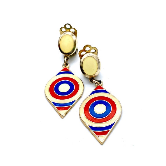 Vintage 1960’s MOD Enamel Earrings, Pierre Cardin… - image 1