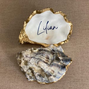Tarjetas de lugar con forma de concha de ostra, recuerdos de boda dorados, tarjetas de lugar para boda, tarjetas con nombre, decoración de mesa para boda, decoraciones de boda doradas, nombres para la mesa