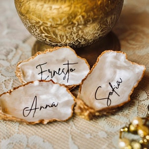 Oyster Shell Place Cards Wedding Favor Wedding Placecard Name Cards Wedding Table Decor Placecards Wedding Decorations Place Names Wedding image 6