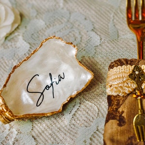 Oyster Shell Place Cards Wedding Favor Wedding Placecard Name Cards Wedding Table Decor Placecards Wedding Decorations Place Names Wedding image 3