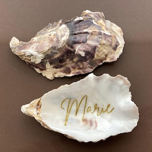 Tarjetas de lugar de concha de ostra natural, tarjetas de lugar para bodas, tarjetas de lugar para fiestas, tarjetas de nombre, decoración de mesa de boda, tarjetas de lugar de ostra, nombres de lugares de boda