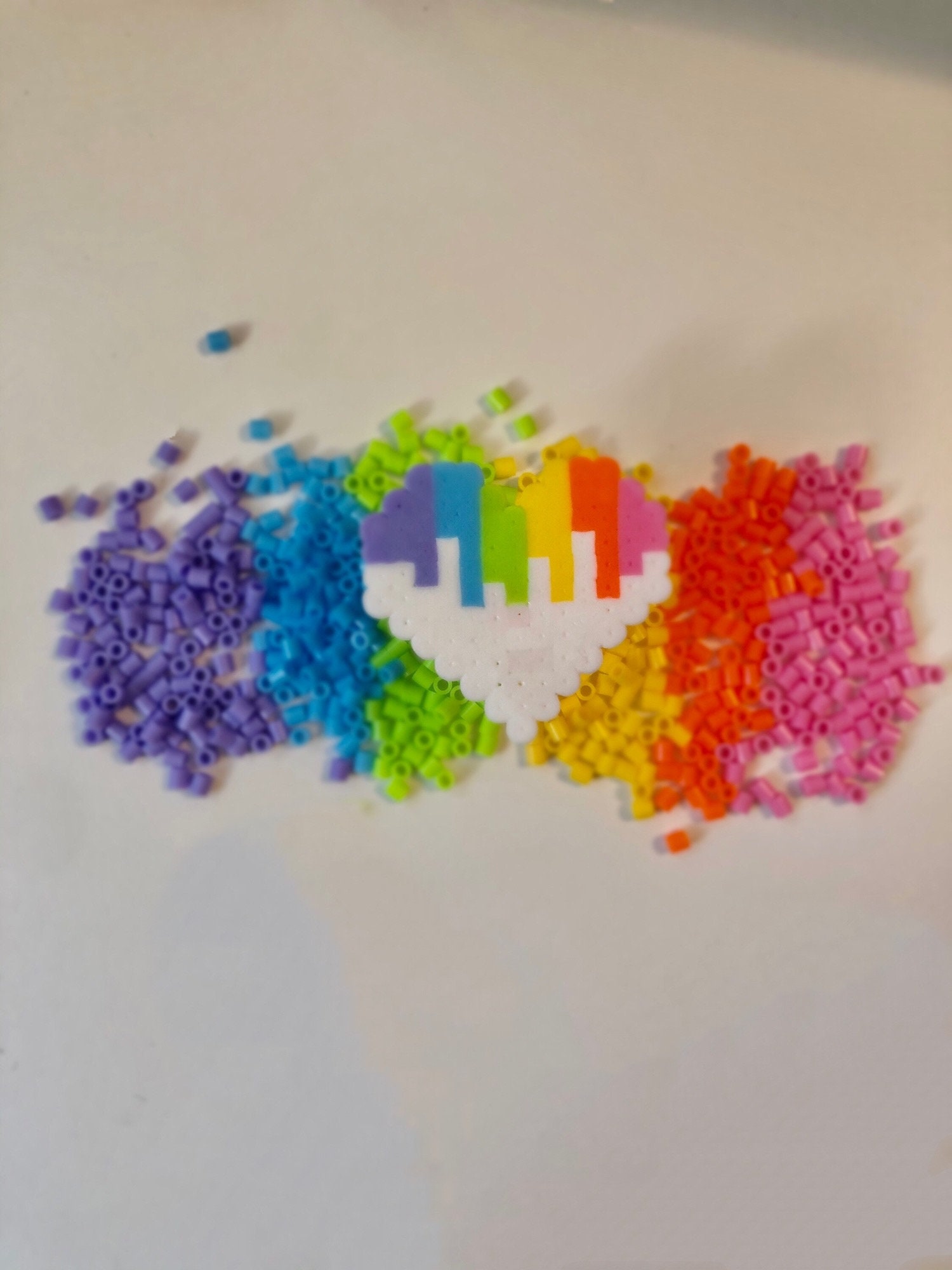 Perler Bead Rainbow Dripping Heart Charm Etsy