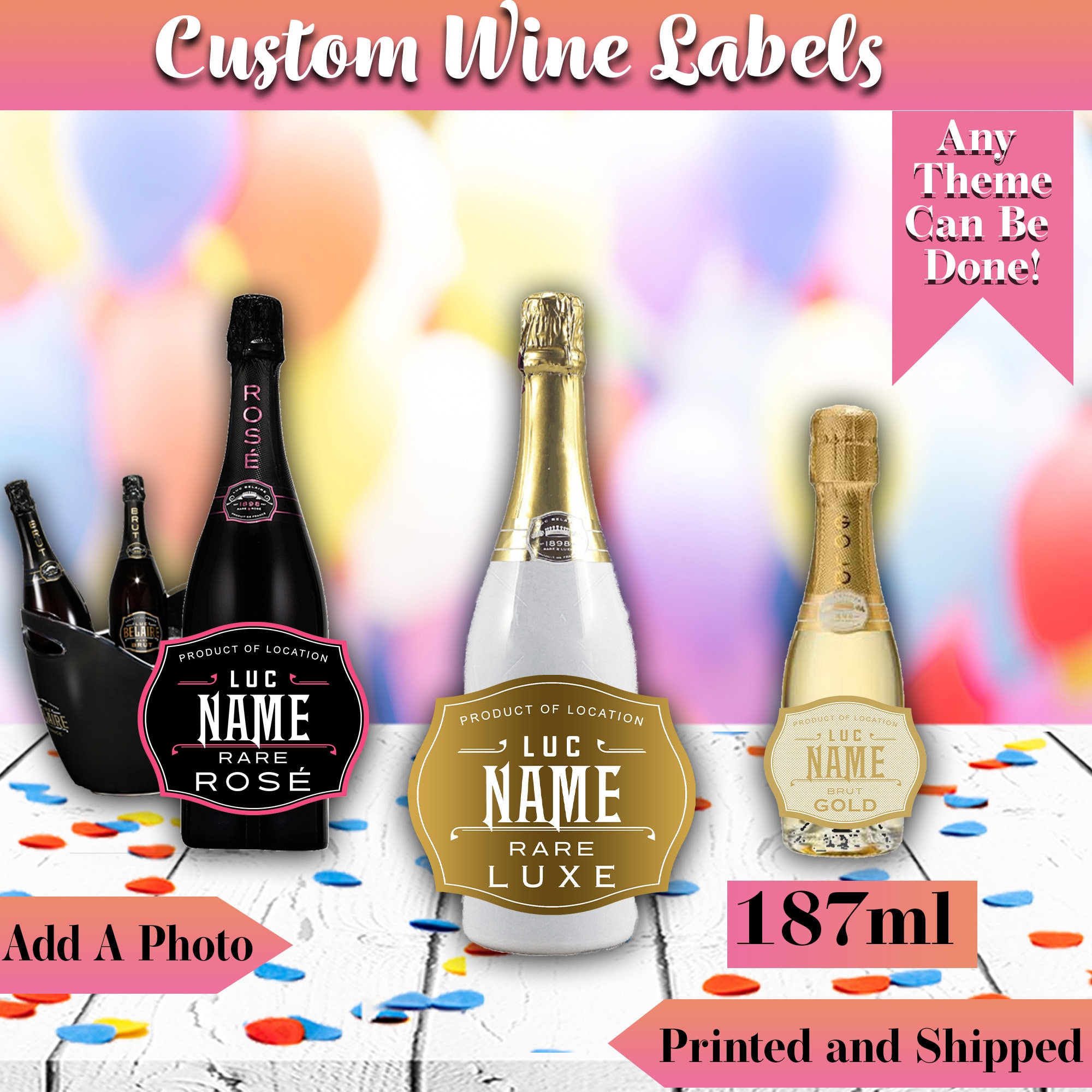 Moet & Chandon Nectar Imperial Rose Champagne Bottle Label, Champagne PNG,  Sublimation, Printable, Waterslide, Front Label, Neck Label