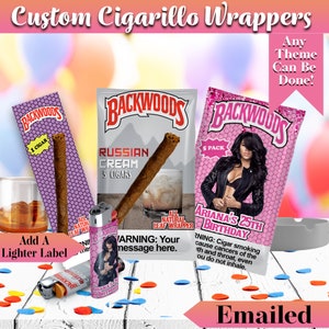 Custom Digital Cigarillo Wrapper Single, 3 or 5 pack and Lighter Label | Backwoods Wrapper