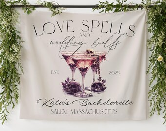 Personalized Witchy Bachelorette Party Decor, Custom Bach Weekend Tapestry Banner, Halloween Bridal Shower Favor