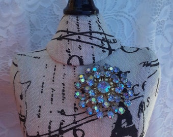 Broche Art Déco Strass Blancs En Forme D'étoile - Années 50, Occasion, Alliage