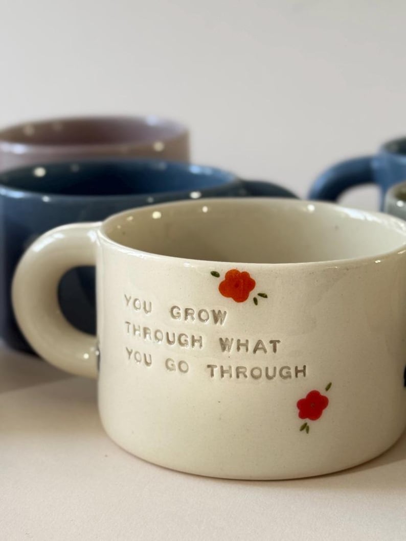 Taza de porcelana hecha a mano con flores pintadas a mano, regalo personalizado imagen 6