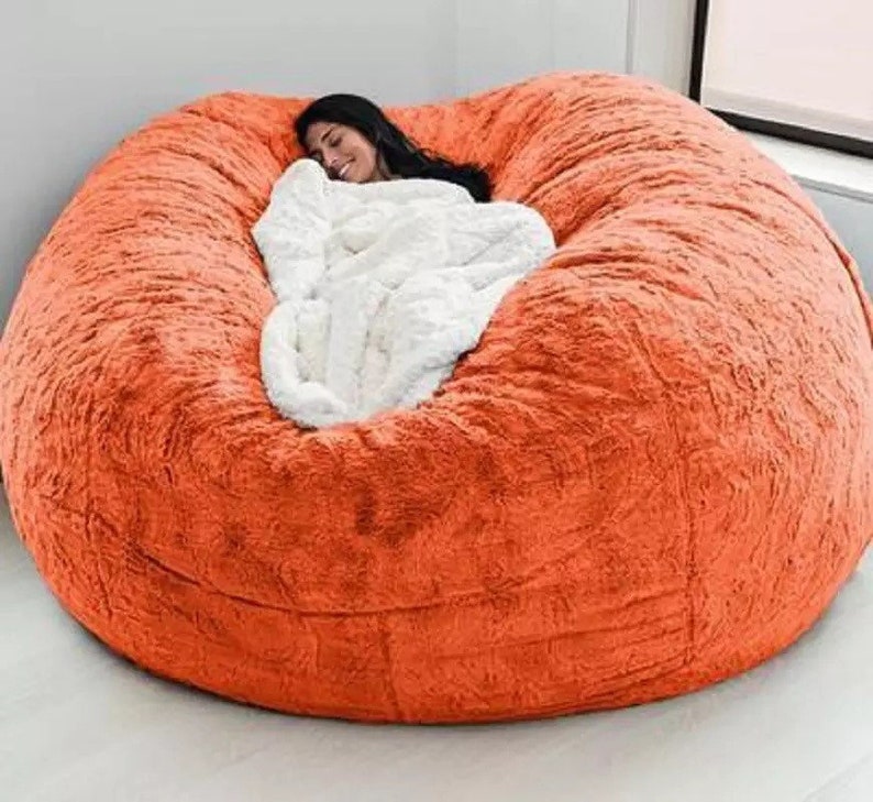 Microsuede 7ft foam giant bean bag memory living room chair Etsy