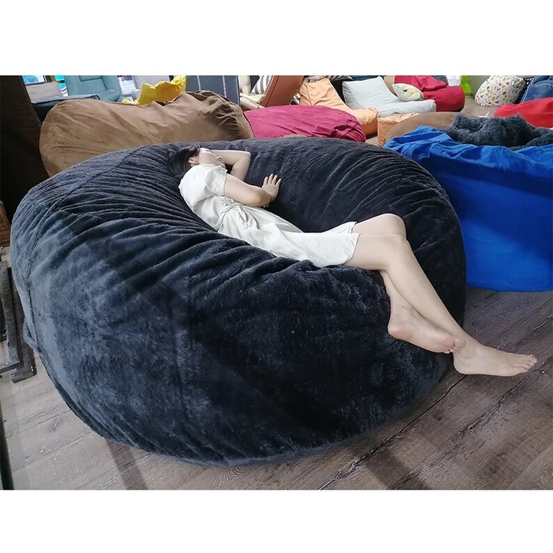 Microsuede Ft Foam Giant Bean Bag Memory Living Room Chair Etsy