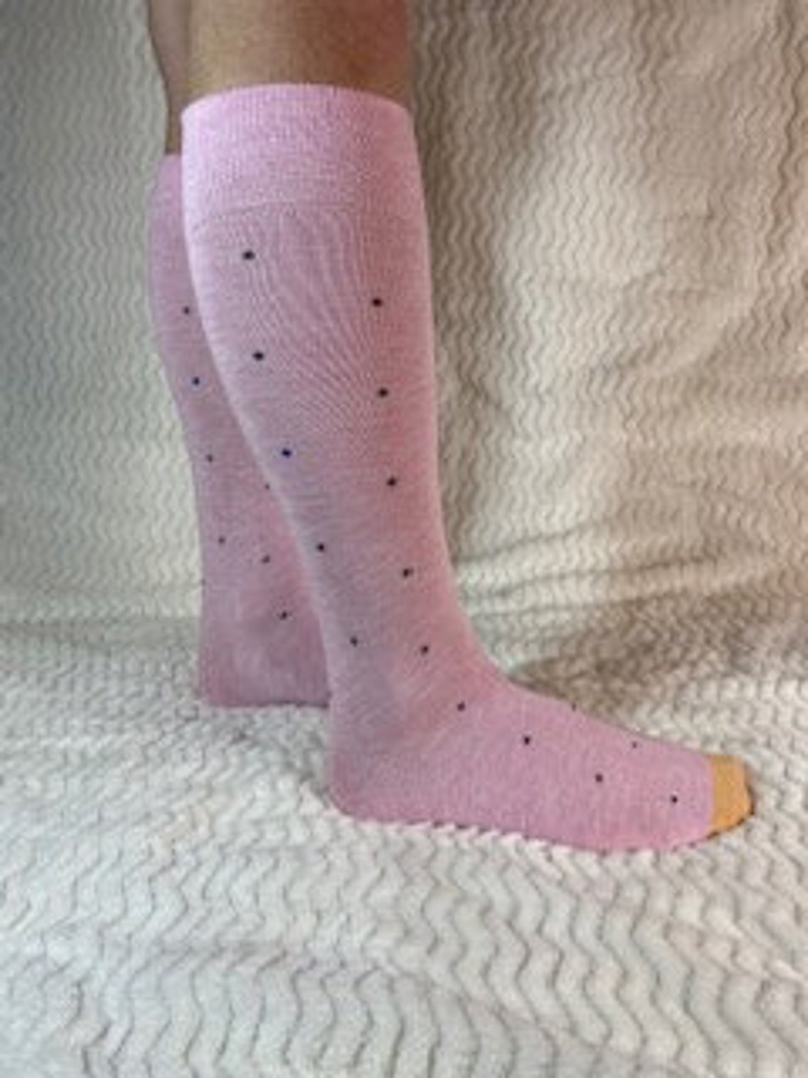 Gift For Men Pink Dress Socks with black dots Gift For Him | Etsy