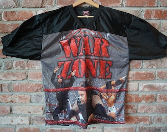 Vintage mint 90s WWF War Zone The Rock Stone Cold Steve Austin Mankind World Wrestling Federation WWE Jersey T Shirt - Large L