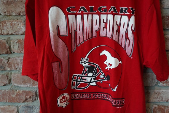 Vintage nwt 90s Calgary Stampeders CFL Red T-Shir… - image 2